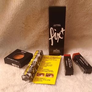 MAC Makeup Bundle:Fix+ prep&prime,lipstick(2), Magic mascara,& powder blush BNIB